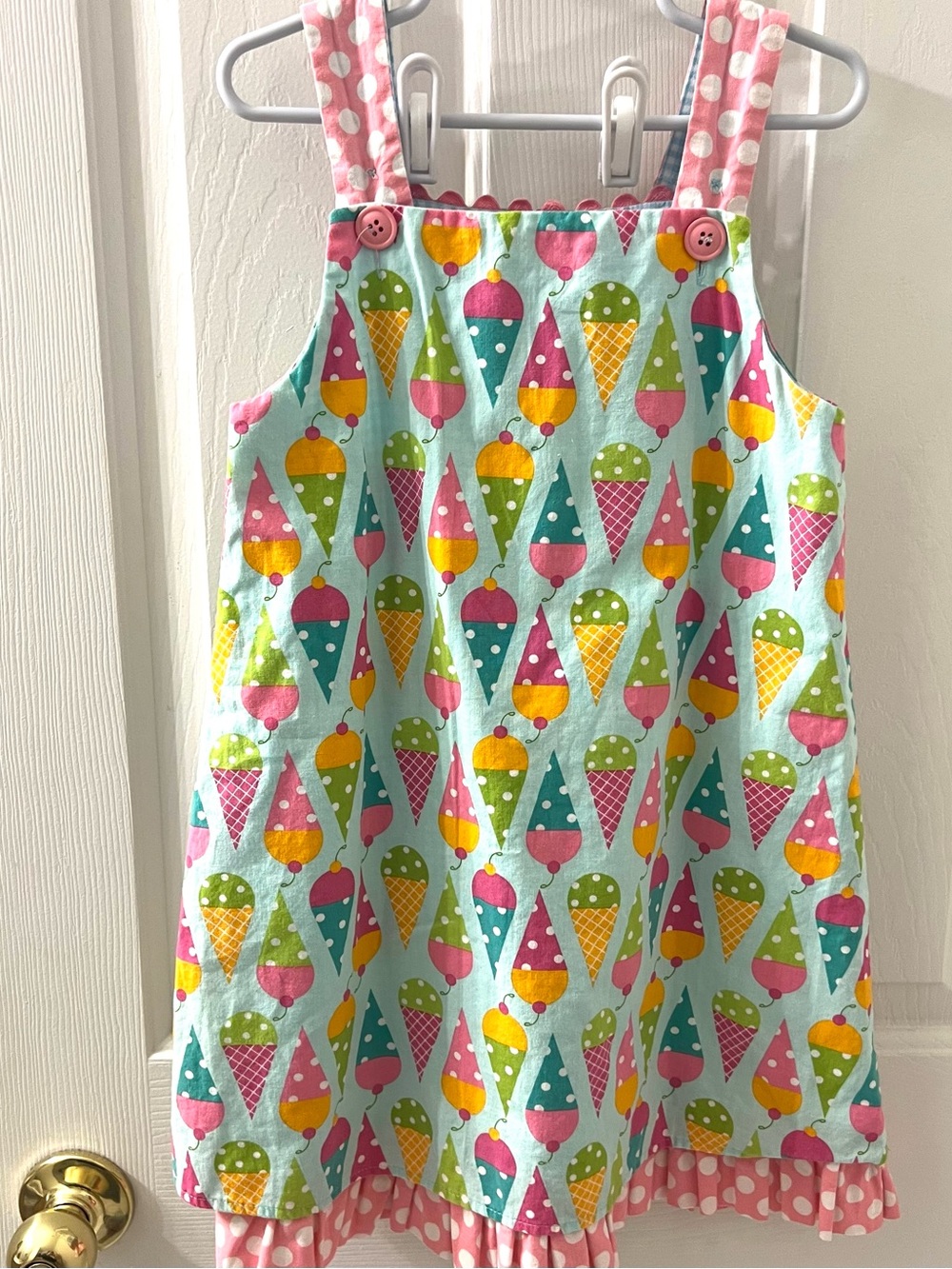 The Bailey Boys Reversible Ice Cream Appliqued Cotton Vintage Dress Sz 6X